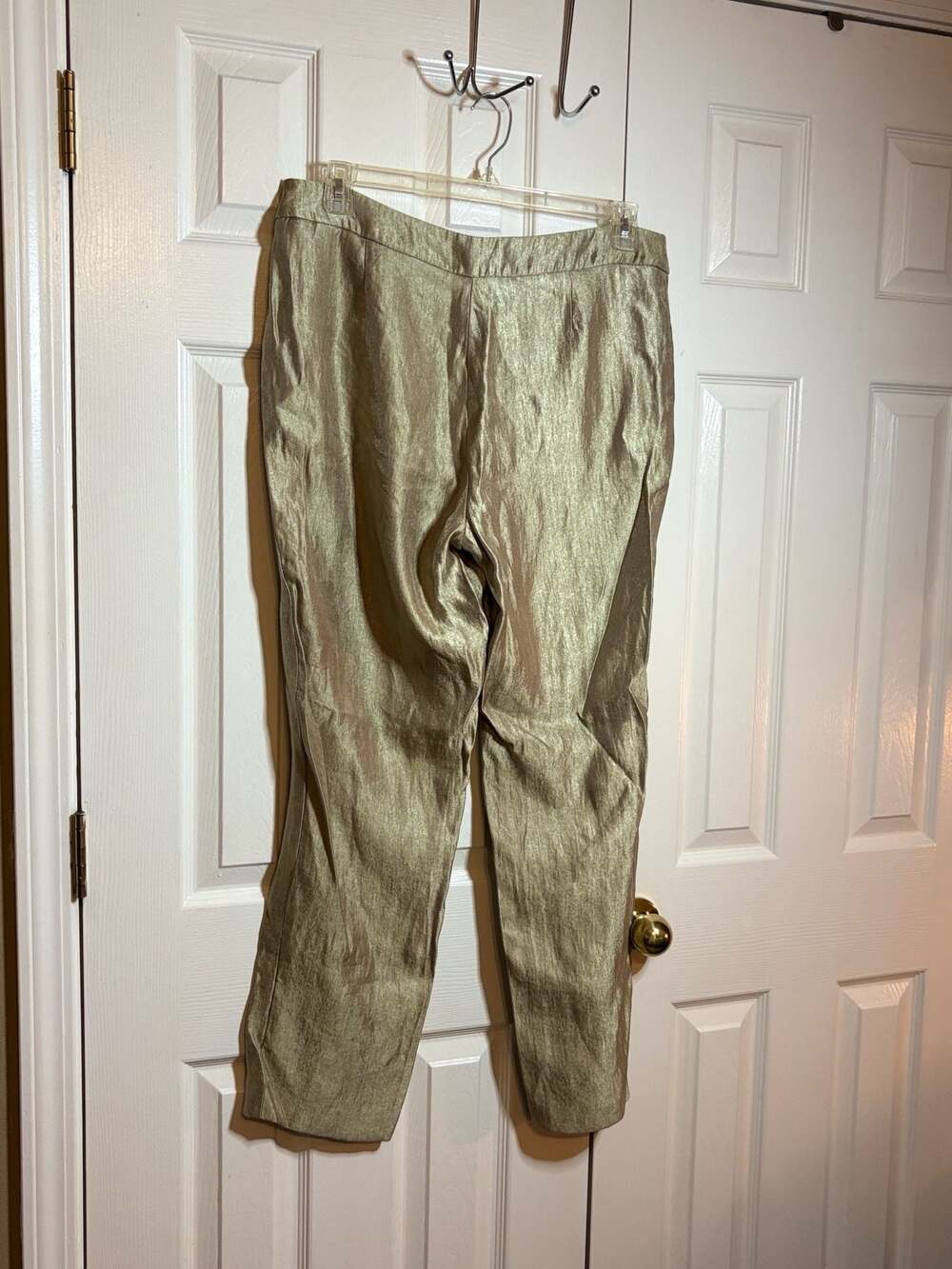 Kasper Women's Kristy Slim Fit Metallic Gold Trousers Size 12 #1394 - Picture 9 of 9